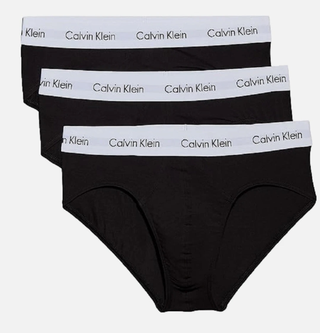3 SLIP UOMO CALVIN KLEIN|total black con elastico bianco
