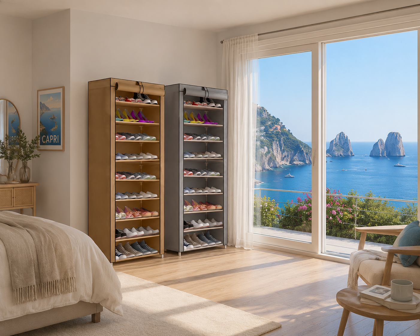 SCARPIERA 10 RIPIANI | con copertura con zip  fino a 30 paia di scarpe